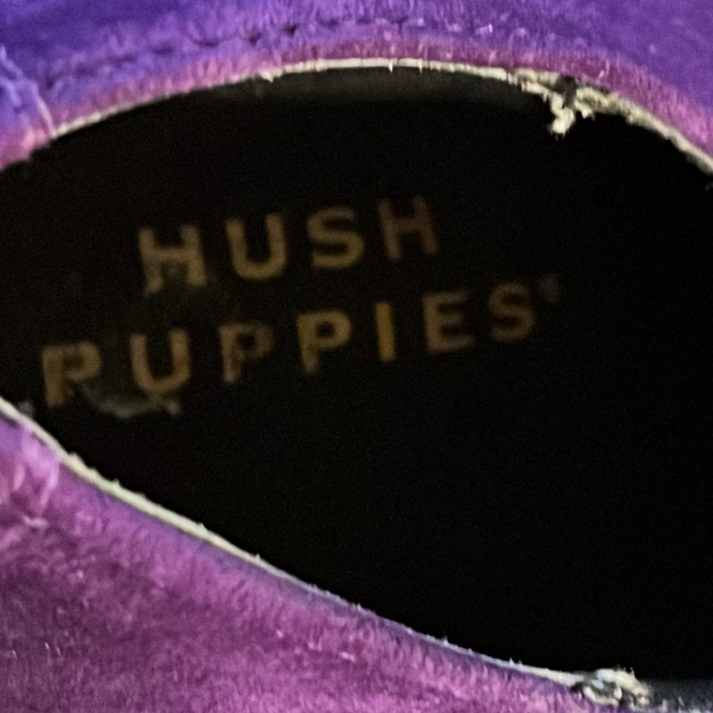 Hush Puppies Suede/ Leather heeled Loafer In Purple Size 10W - Picture 6 of 10
